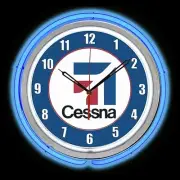 15" CESSNA Aircraft Sign Blue Double Neon Clock Man Cave Garage Airplane Hangar