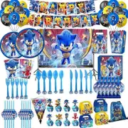 2024 New Cartoon Kids Birthday Party Disposable Tableware Set Paper Plates Cups Napkins Baby Shower Decorations 6pcs Blowout