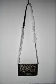 Michael Kors Heather Leopard Hair Calf Leather SM Chain Crossbody #32F2S7HC1H NW