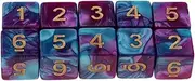 Blesiya 10pcs Six Sided D6 Polyhedral Dice with Double Colors & Numbers 16mm Purple+Blue