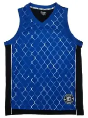 AND1 Mens Blue Chain Link Fence Basketball Sleeveless Muscle Shirt Tank Top