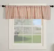Piper Classics Homespun Red Ticking Striped Valance Rod Pocket 16" x 72" NIP