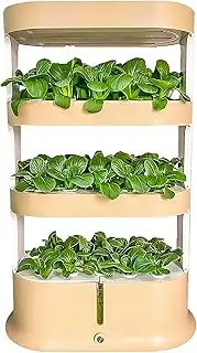 Vertical Hydroponics Growing System, 3 Layers Herb Garden Kit with LED Spectrum Lights and Water Circulation, Independent Control and 3-Speed Timing, Healthy High Yield, for Home, Kitchen