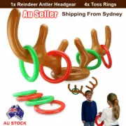 Inflatable Antler Reindeer Hat Ring Toss Xmas Birthday Game Party Holiday Toys