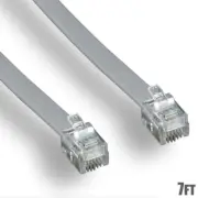 7FT Phone Cable Wire RJ12 RJ-12 6P6C Reverse FOR VOICE Telephone Line Cord