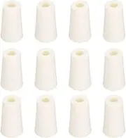 uxcell Tapered Shaped Silicone Stoppers 21 to 28mm, 12 Pcs White Tapered Lab Seal Plugs with Hole for Sealing, Test Tubes, Flasks