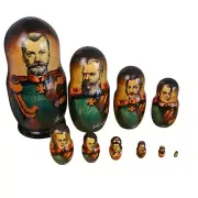 Large Hand-Painted Russian Emperor Matryoshka Babushka Nesting Dolls Set Czars T