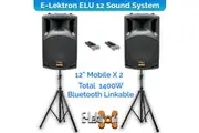 E-Lektron UHF30-MS 1400W 12" inch Bluetooth Wireless linkable Loud Portable PA Speakers Sound System Recoding incl.4 Mics and Stands