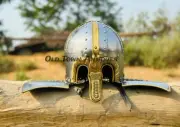 Viking Chainmail Helmet Armor Chain Mail Helmet | Medieval Brass Helmet
