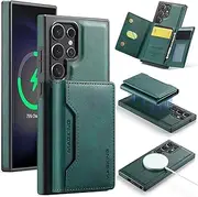 Back Case Cover Compatible with Samsung Galaxy S23 Ultra Case Wallet with Credit Card Holder,Magnetic Detachable Wallet Case [Compatible with & RFID Blocking] Tri-fold Wallet Kickstand Protective Cove