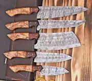 Custom Made Damascus Chef Knife Set Kitchen Cutlery - Hand Forged Damascus