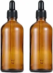 2 PCS Professional 100ml Thick Dark Amber Glass Tincture Bottle - Leakproof Eye Dropper Amber Glass Bottle for Essential Oils Storage and Travel(100ml)