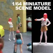 1/64 Scale Pink Hair Girl Model Dioramas Character Model for Micro Landscape