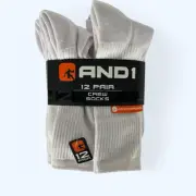 AND1 Men's Crew Socks 12 pack ARCH COMPRESSION~Reinforced heel and toe New