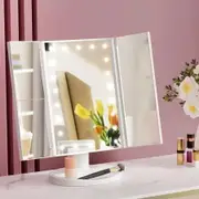 Embellir Tri-fold Makeup Mirror 1X2X3X Magnifying with LED Light Travel Portable