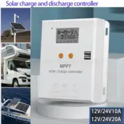 Solar Charge Controller MPPT 10A/20A 12V 24V Dual USB Solar Panel LCD Display