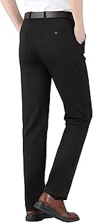 [Generic] Men's Classic Fit Flat Front Dress Pants Expandable Waist Wrinkle Free Suit Pants for Men Office Formal Pants