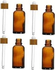Holibanna 4Pcs Amber Dropper Bottles Travel Friendly Glass Essential Oil Containers with Measuring Scale Compact Design for Accurate Dosing for Oils and Serums