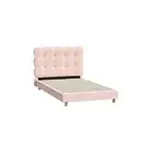 Bed Frame King Single Tufted Bedhead Boucle Fabric Pink