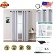 Modern Greyish White Thermal Curtains 2-Pack - 108 Inches Long Grommet Style