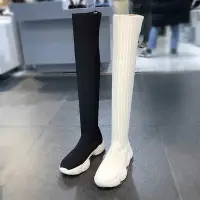 在飛比找Yahoo!奇摩拍賣優惠-正韓Korea 白色編織過膝長靴 38號 Y3 Balenc