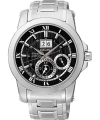 在飛比找Yahoo!奇摩拍賣優惠-SEIKO PREMIER 人動電能萬年曆腕錶(SNP093