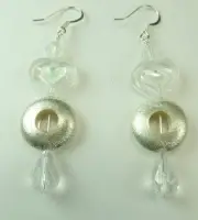Clear Czech Hearts Round Fancy Beads & Briolette Crystal Earrings