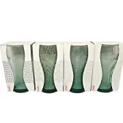 Coca Cola Set of 4 Unique Green Textured Glass 6" Coke Glasses McDonalds 2012