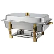 Winco 201 Malibu 8 Qt. Full Size Gold Accent Chafer, 8 Quart, Silver