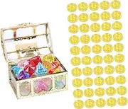 Veemoon Retro Style Boys and Girls Treasure Chest 1 Set Gemstone Toy Storage Box Boys and Girls Party Favor Decorative and Fun
