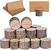 Rustic Wood Place Card Holders Place Wooden Card Holders Table Number Stands for Name Tags Food Markers Party Wedding Table Name Card Holder Memo Holder Card Photo Picture (Rustic Wood)