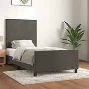 Bed Furniture Bed Frame Without Mattress Dark Grey 107x203 cm King Single Size Velvet