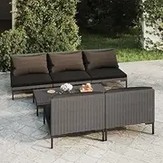 6 Piece Garden Lounge Set with Cushions Poly Rattan Dark Grey, Garden Furniture Sets