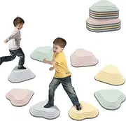 Balance Stones for Children, Pack of 8, Adventure River Stones, Non-Slip Solid Rubber Edge to Promote Balance, Motor Skills & Coordination Balancing Stones, for Schools, Nurseries and Therapy Centres