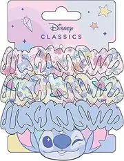 Disney Stitch Hair Scrunchies for Girls and Women, Non-Slip and Soft Ponytail Holder - 3 Scrunchies Set (2 Printed, 1 Solid Colour)