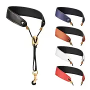 Saxophone Neck Strap Brown Metal PU Leather Red Rubber Saxophone White