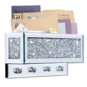 Crushed Diamond Key and Mail Holder for Wall, Crystal Mail Organizer Wall Mou...
