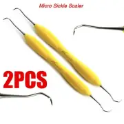 2PCS Dental Micro Sickle Scaler Silicone Handle Periodontal Calculus Remover