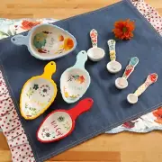 The Pioneer Woman Willow 8-Piece Stoneware Measuring Spoon and Scoop Set