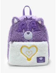 Loungefly Care Bears Bright Heart Raccoon Fuzzy Mini Backpack - New, With Tags