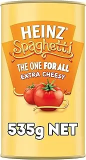 Heinz Spaghetti Extra Cheesy The One for All Canned Pasta In Tomato Sauce Ready To Eat Quick and Convenient Meal Tinned Spaghetti in Tomato Sauce 535g