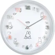 T'S Factory Miffy Wall Clock, Gray, 30cm, Silent Quartz, Japan