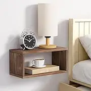 Adowes Floating Nightstand 2 Tier Modern Wood Nightstand for Wall Minimalist Floating Bedside Tables Bedroom Side Table Bedside Shelf Small Night Stand Weathered Walnut