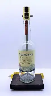Teremana Tequila Liquor Bottle TABLE LAMP Light w/ Wood Base Bar Lounge