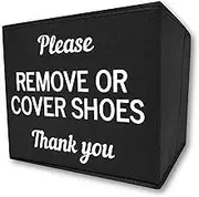 RE Goods Shoe Cover Box | Disposable Shoe Bootie Holder For Realtor Listings and Open Houses | Please Cover or Remove Shoes Bin | Shoe Bootie Box (Black)