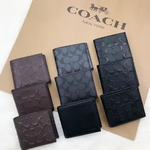 COACH coach 經典凸起logo PVC 防刮 好保養 男生款式 男用 短夾 防刮文字 飾牌拉鍊 長夾 短夾