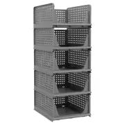 5 Pack Folding Closet Organizers Storage Box, Stackable Plastic Drawer Basket...