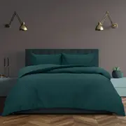 Ardor Asher Deep Teal Embossed Vintage Washed Quilt Cover Set (Queen, King)