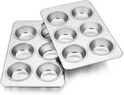 Muffin Pan Set Of 2 Stainless Steel Muffin Pan Tin For Baking 6cup Metal Cupcake