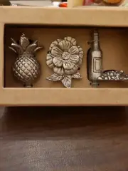 Pineapple, Flower, Wine Bottle Artisan Tokens For Use With wood Demdaco...